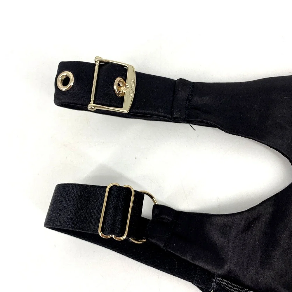 NWT MESHKI ALISON Satin Buckle Brazilian Briefs‎ Black size 10 New Bottoms Only - Picture 6 of 13